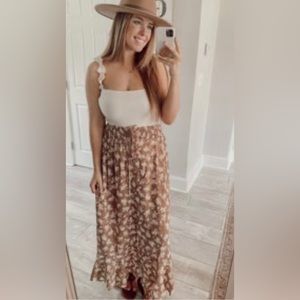 Taupe floral maxi skirt (only the skirt)